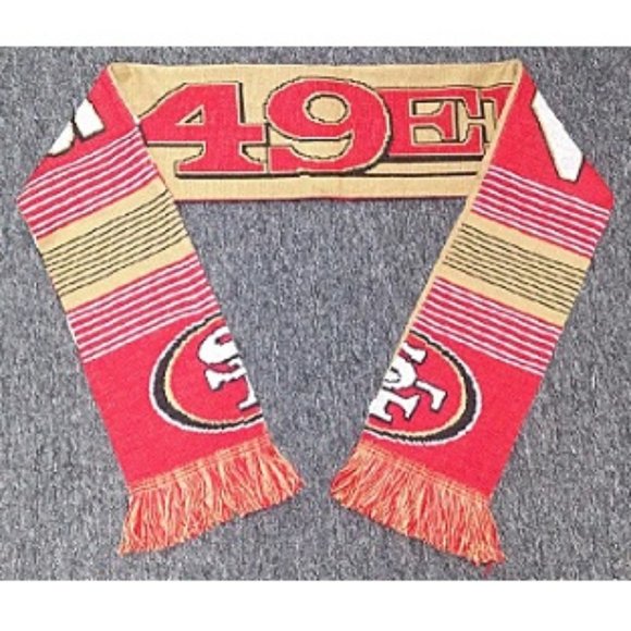 🏈🆕 SAN FRANCISCO 49ERS LOGO SCARF WITH FRINGE - Picture 1 of 1